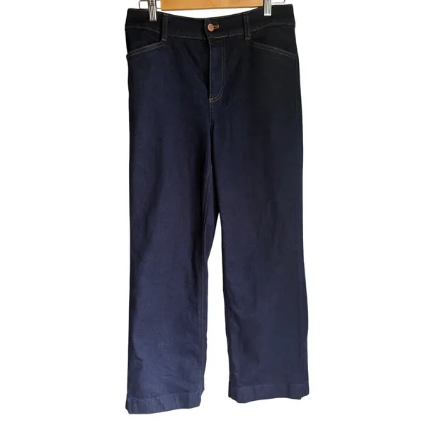 Talbots Dakota Wash Wide Leg Jeans Petite 8P Dark Wash High Rise Stretch Denim - Image 4