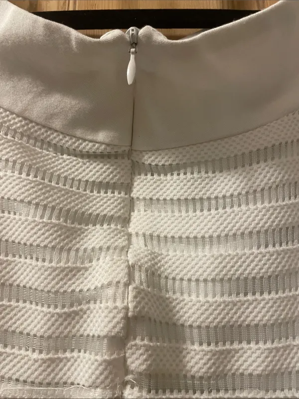 AKIRA Chicago Red Label White Textured Fit & Flare Mini Dress Size S - Image 4