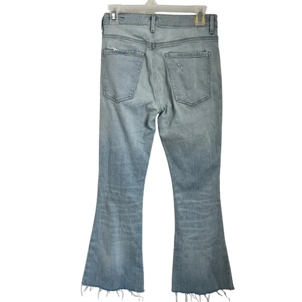 Citizens of Humanity Fleetwood High Rise Flare‎ Light Wash Raw Hem Jeans Sz 27 - Image 2