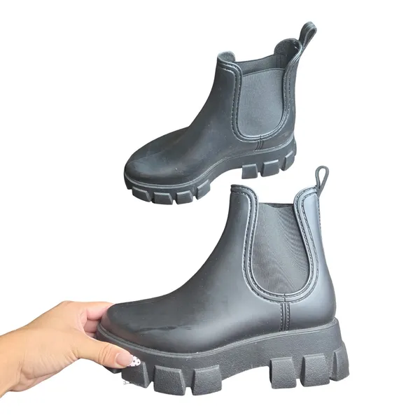 Jeffrey Campbell Black Cloudy Rain Boot Size: 7 - Image 2