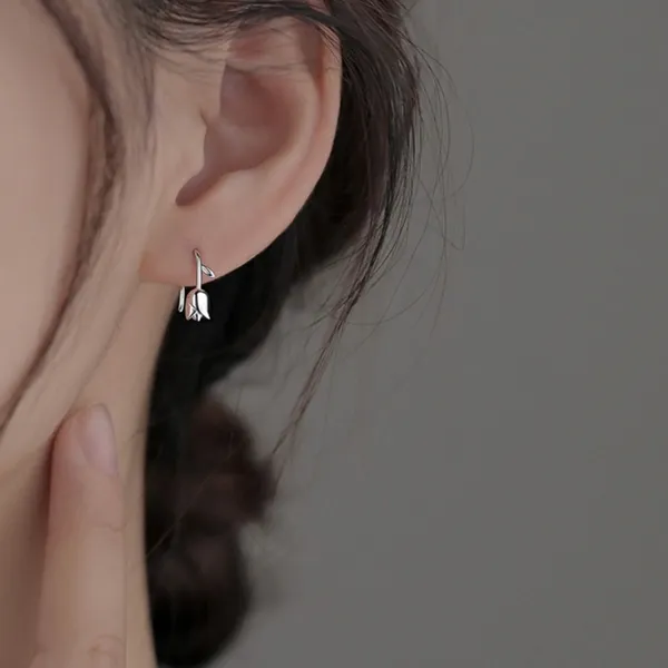 Flower Stud Earrings for Women Silver - Image 5