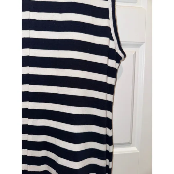J.Crew Navy Blue White Striped High Low‎ Maxi Dress Size Small Cotton Nautical - Image 7