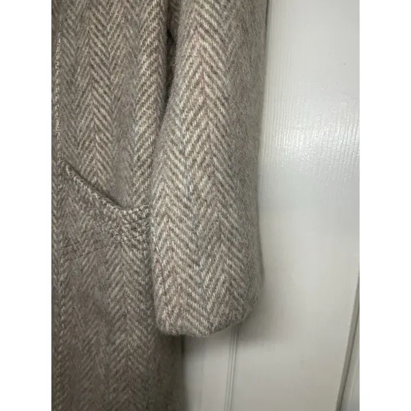 Vintage 70s Wool Herringbone Coat Jacket Chevron Tweed ILGWU Union Made USA M - Image 5