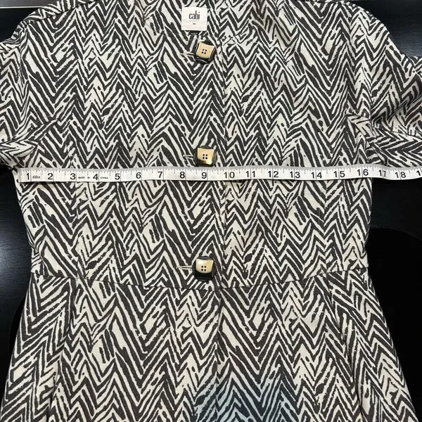 Cabi Zebra Zig Zag‎ Print Topper longline Jacket Black White 3/4 Sleeve XS - Image 6