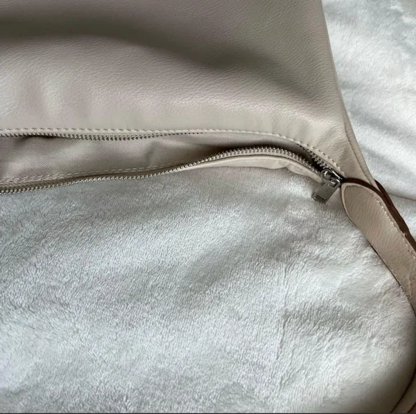 Faux Leather Beige Tote Bag Tan - Image 6