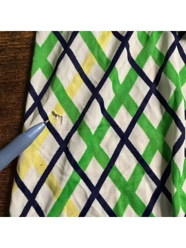 Vintage 70s Green Yellow Checkered Plaid Polyester Shirt - Image 9