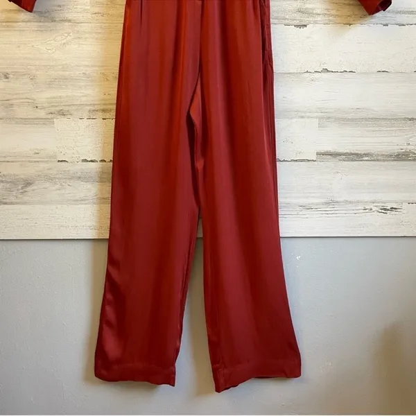 & Other Stories Flare Leg Lightweight Jumpsuit Outing Rust Red Sz 2‎ - Image 7