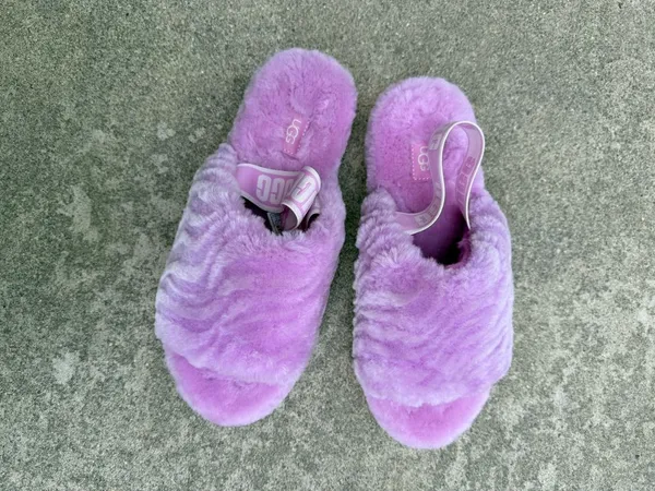 UGG Fluff Yeah Slipper Slide With Strap Pink Purple Size 9 - Image 3