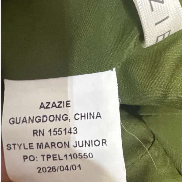 Azazie Maron Junior Olive Green Satin Maxi Dress Bridesmaid Women's Size J10 - Image 10