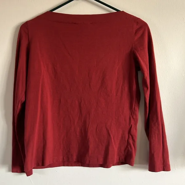 Mango / MNG red long sleeve basic tee / boatneck top - Image 4