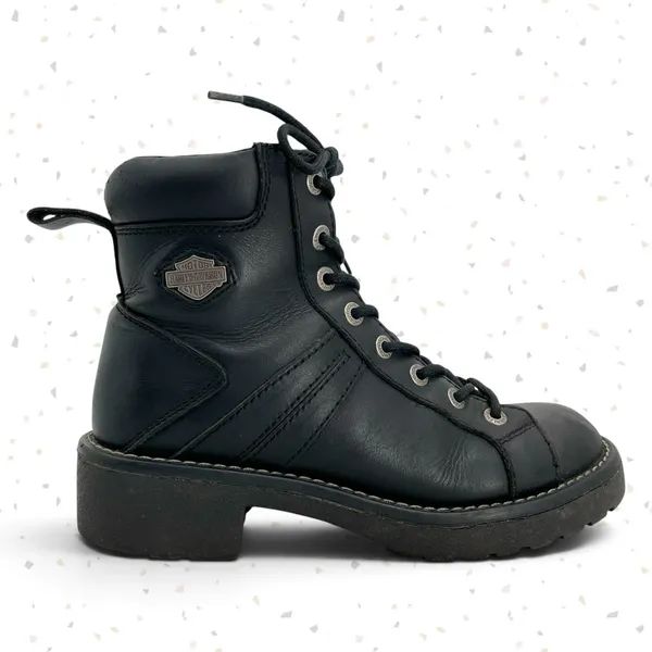 Harley-Davidson Black Leather Biker Boots Lace Up Side Zipper 84051 Heavy Duty 9 - Image 5