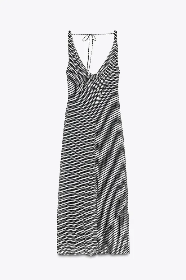 Zara Sleeveless Black & White Polka Dot Maxi Dress - Image 7