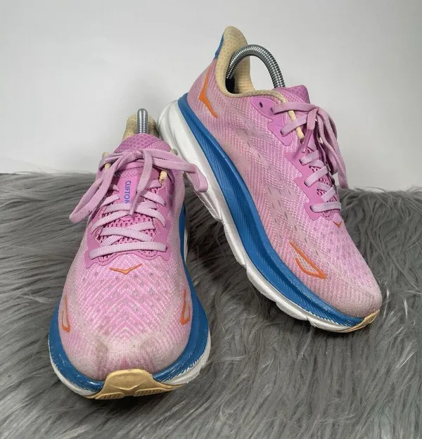 Hoka One Clifton 9 Womens Size 8 Shoes Pink Running Sneakers Athletic - Image 8