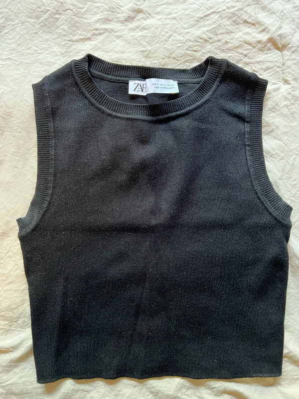 Black Zara crop knit tank top - Image 2