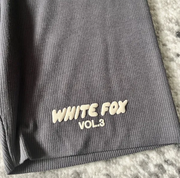 Grey White Fox Biker Shorts - Image 3