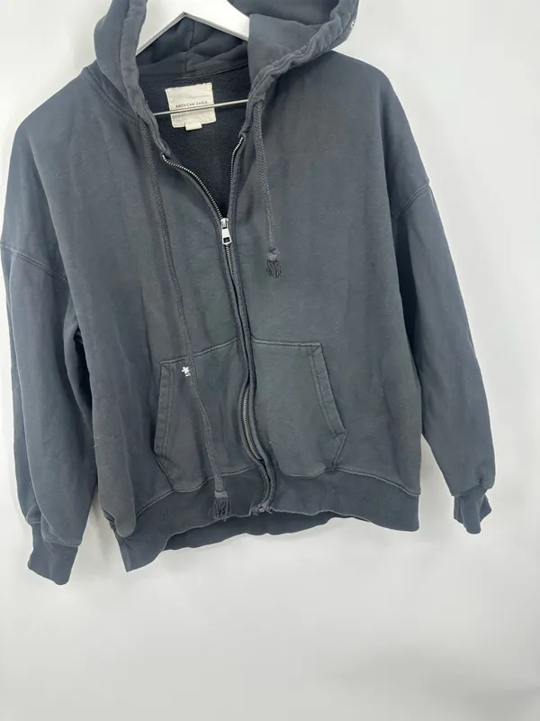 American Eagle Outfitters Dark Gray Floral Embroidered Zip Up Jacket Size XS - Image 8