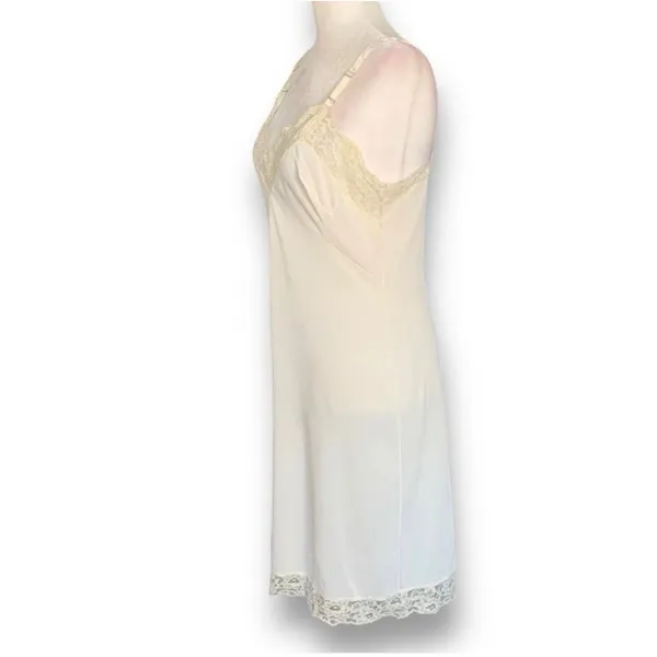 Vintage Lorraine Ivory Nylon Satin‎ Lace Slip Dress 34 Boudoir Bridal Romantic - Image 4