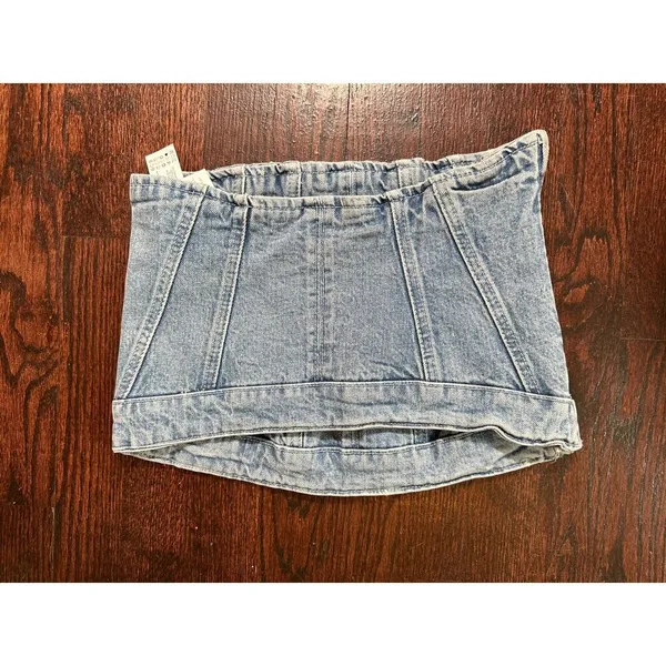 Zara Denim Strapless Corset Top Size Small NWT! - Image 2