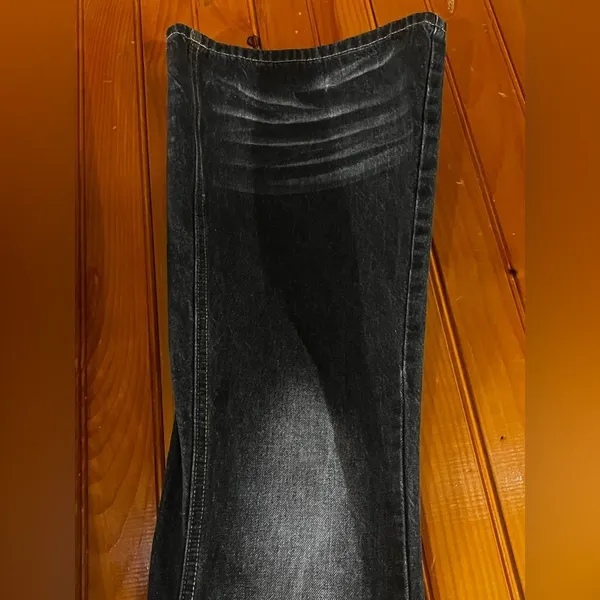 Terra Incognita Denim Black Washed Flared Bell Bottoms Unisex Size Xs - Image 4