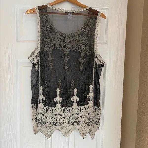 Lily by Firmiana Lace Embroidered Top Lingerie Size 2X Sheer Sexy Camisole U6 - Image 2