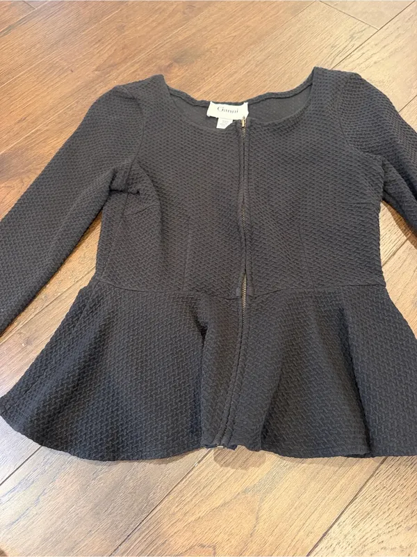 Ganni Women’s Black Peplum Zip-Front Top Size Small - C16-051 - Image 4