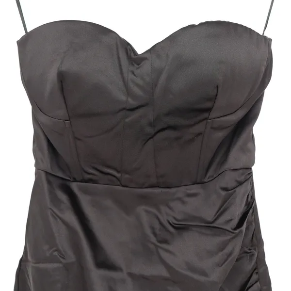 Naked Wardrobe The Statement Black Satin Ruched Mini Dress XS - Image 2
