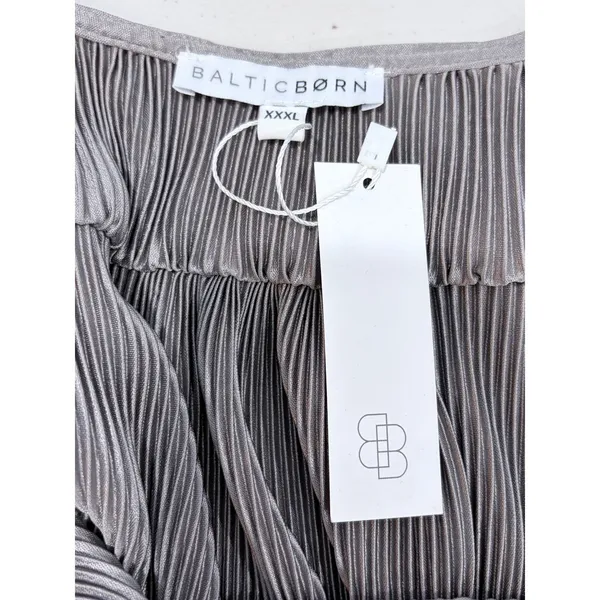 Baltic Born Maxi Dress Grey Micro Pleated V-Neck Short Sleeve XXXL - Image 6