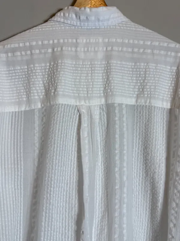 Aerie Striped Oversized Button Up Shirt Women's XS White Sheer Flowy Minimalist - Image 10