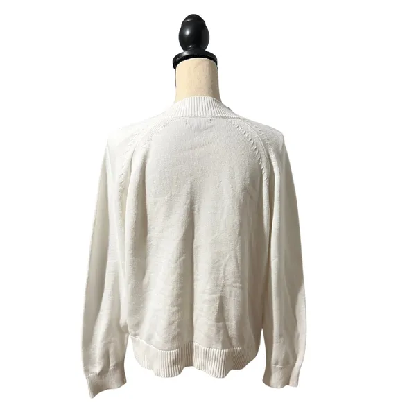 Quince Wmns White 100% Organic Cotton Mock Neck Sweater Sz M Classic Minimalist - Image 2