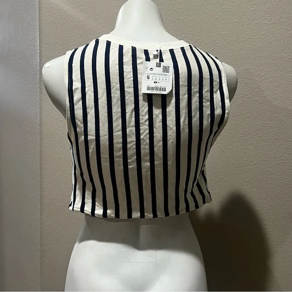 Zara Women's Striped Knotted Crop Tank Top Multicolor Size S - Image 10