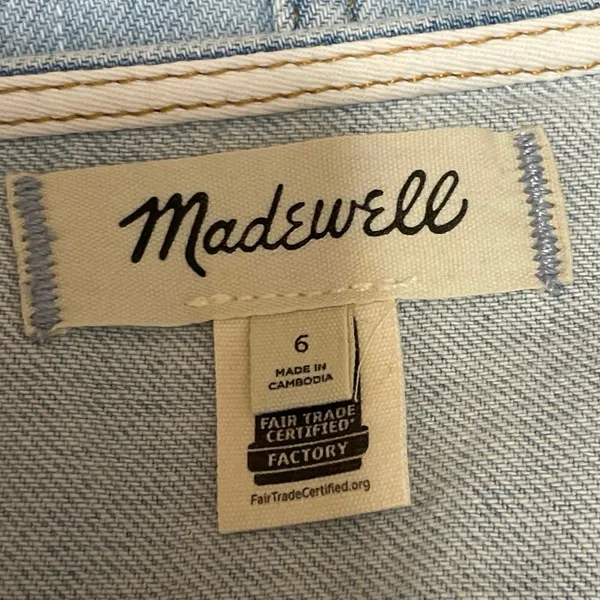 Madewell Womens Blue Light Wash Sleeveless Button Down Denim Jean Tank Top Sz 6 - Image 4