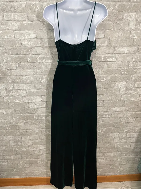 Lulus Kylinna Forest Green Velvet Sleeveless Wide-Leg Jumpsuit - Image 3