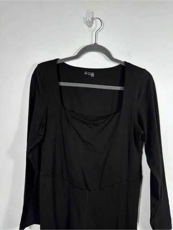 OFFLINE by Aerie Real Me Xtra Black Long Sleeve Jumpsuit Bodysuit Size XL‎ - Image 5