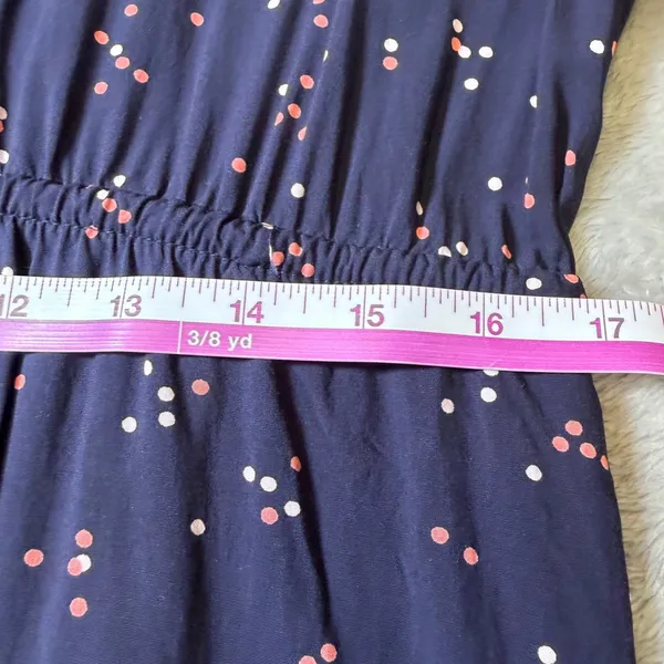 Gap Womens Size Medium Navy Blue Polka Dot Tie Waist Shift Dress Long Sleeve - Image 10