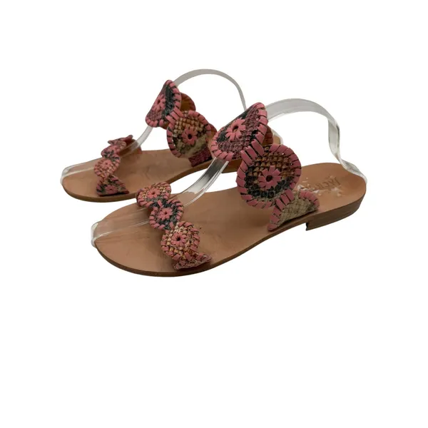 Jack Rogers Lauren Snake Embossed Sandals Women 8 Pink Snakeskin Leather Slip On - Image 6