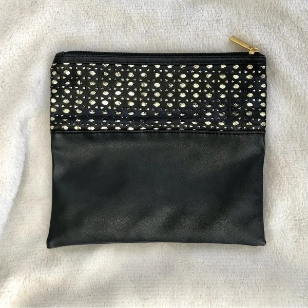 Y2K Gold Metallic Clutch Bag Black - Image 2