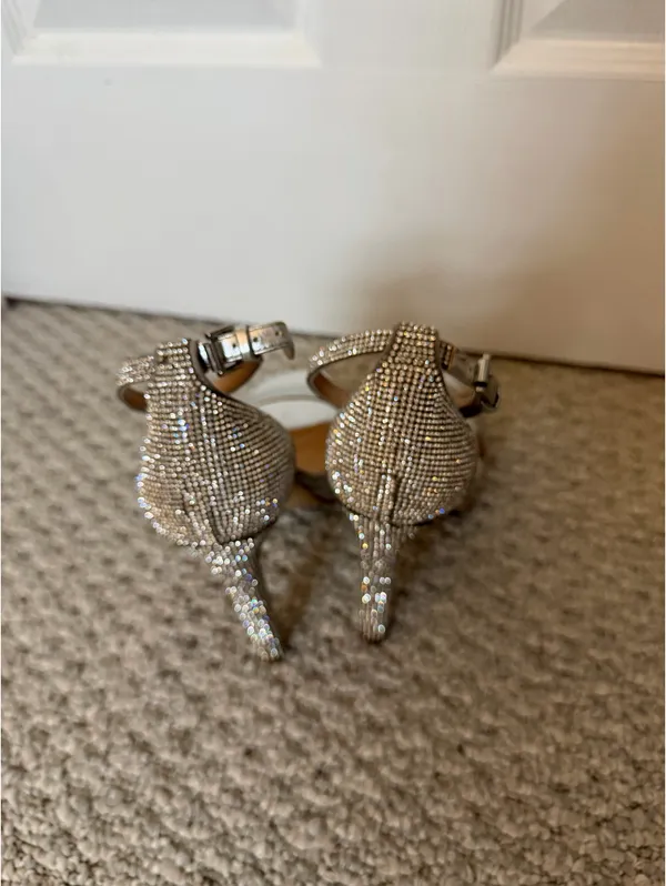 Steve Madden Silver Rhinestone Heels - Image 3