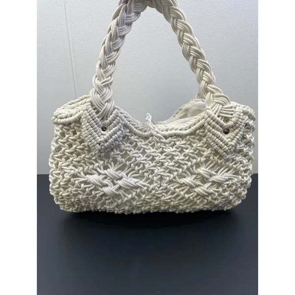 Women's Handmade Macrame/Crochet White Hand bag SKU 4278 - Image 2