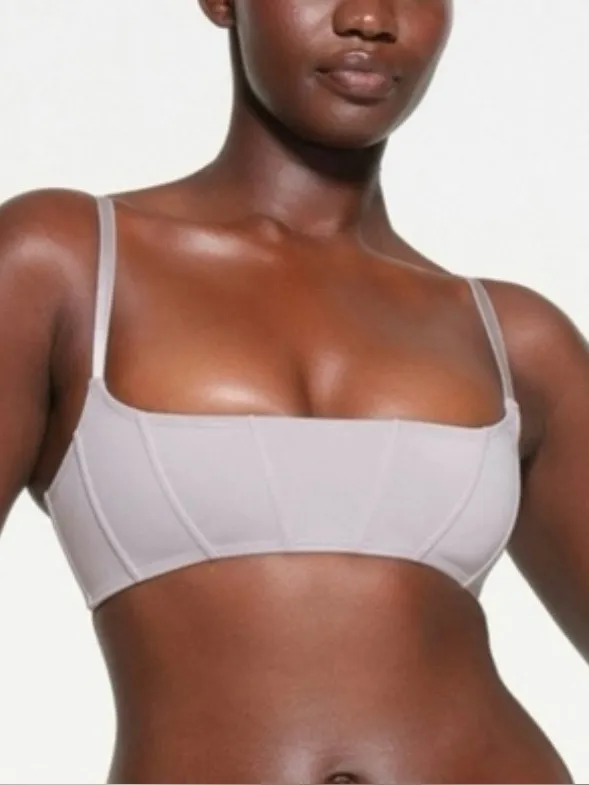 SKIMS 2Pcs SET Corset Bikini Top & Mid Waist Bottoms Chrome Size M - Image 3