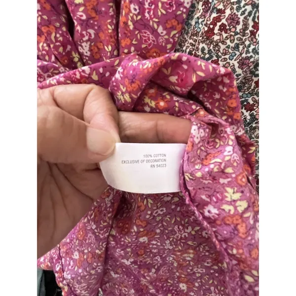 Old Navy Floral Blouse M Paisley Western Boho Spring Country Boho Farm Cotton - Image 3
