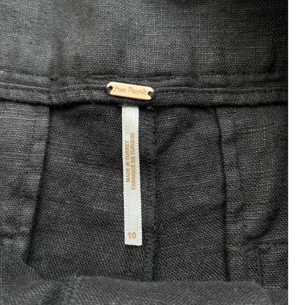 Free People Chelsea Pleated Linen Shorts Black Size 10 100% Linen High Rise - Image 10