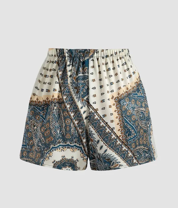 Cider X-small Blue and White Paisley Shorts - Image 2