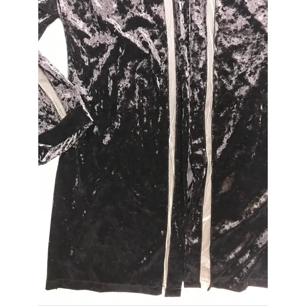 Savage X Fenty Womens Black Crushed Velvet Robe‎ Sheer Mesh Trim MD/LG Kimono - Image 5