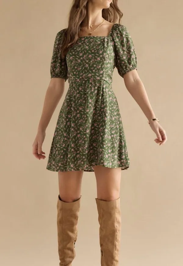 Francesca’s Floral Green Dress - Image 2