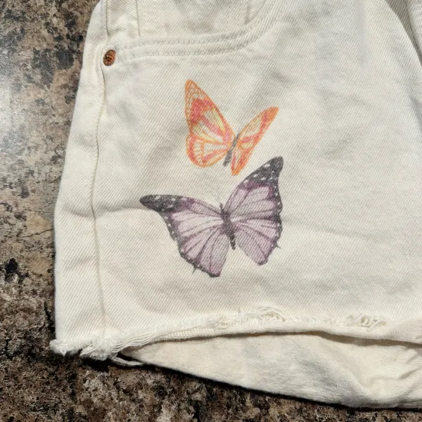 Levis Denim Shorts 501 Butterfly Y2K Cottage Button Fly 90s Grunge Fairy Boho 24 - Image 4