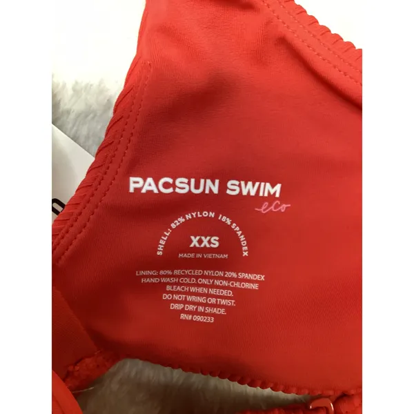 PacSun Swim‎ Eco Red Ribbed Cutout Bikini Top XXS NWT 0481-060 - Image 4