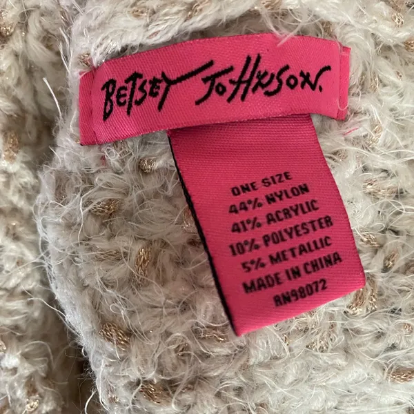 Betsey Johnson Ivory Jeweled Cable Knit Crochet Infinity Cowl Neck Scarf - Image 6