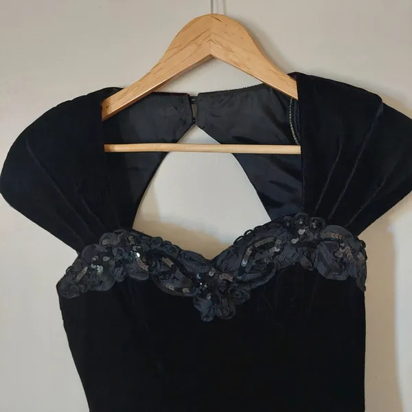 Vintage Y2k Elegant Black Evening Dress Prom Size 4 - Image 3