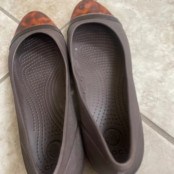 Crocs Cap Toe Flat Espresso Brown Tortoise Shell Ballet Flats Womens Size 10 - Image 5