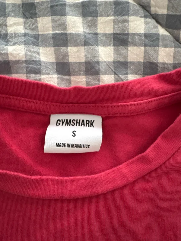 Gymshark Pink Cropped Tee with White Logo - Image 3